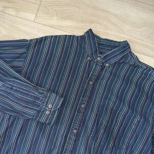 Vintage 90s Gap Vertical Striped Heavy Button Up Shirt Medium Multi Color LS